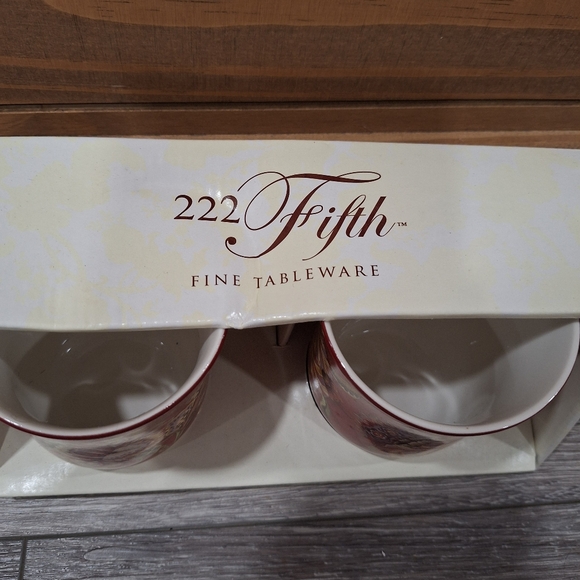 New Set of 2 Floral Coffee Mugs by 222 Fifth: Burgundy Red - Picture 2 of 6